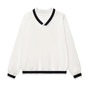 เสื้อสเวตเชิ้ตคอวีแบบยูนิเซ็กซ์ ทรงโอเวอร์ไซส์ ผ้าฝ้ายฟลีซ เรียบง่าย สไตล์ลำลอง สตรีทแวร์ วาร์ซิตี้แฟชั่น - Product Image 1