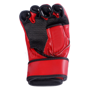 ถุงมือ MMA แบบครึ่งนิ้วสีแดง หนัง PU ปิดด้วยเวลโคร สำหรับการฝึกศิลปะการต่อสู้สำหรับผู้ใหญ่ - Product Image 3