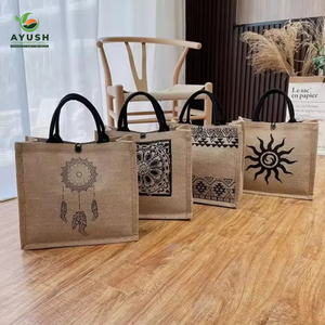 Sac de courses personnalisé avec logo, en jute 100% naturelle, avec options de personnalisation pour les marchés et les centres commerciaux - Product Image 2