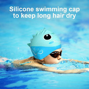 Gran oferta, bonito pez de silicona a prueba de <span class=keywords><strong>fugas</strong></span>, logotipo personalizado, gorro de baño <span class=keywords><strong>para</strong></span> niños, impresión <span class=keywords><strong>para</strong></span> niños, gorros impermeables de dibujos animados <span class=keywords><strong>para</strong></span> piscina, sombrero - Product Image 2