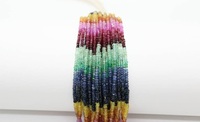 Perles de saphir multicolores faites à la main de 16 pouces, 3-4 mm, précieuses, arc-en-ciel, cadeau unique - Modèle LD Lustre, forme irrégulière, pour tiers