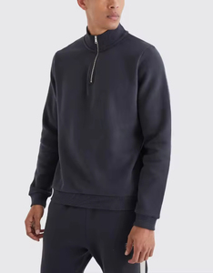 New Custom High Quality Cotton Tracksuit <b>Quarter</b> <b>Zip</b> And Flared Pants Luxury Oversized Sweatsuit For <b>Men</b> - Product Image 5