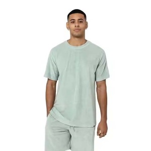 Conjunto de ropa deportiva para hombre de estilo informal al por mayor, pantalones cortos de verano y top de manga corta, tejido transpirable y de secado rápido, 100% algodón - Product Image 5