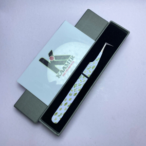 Pince à épiler d'extension de cils de revêtement de papier d'acier inoxydable de vente chaude avec la pointe pointue pointue de boîte - Product Image 1