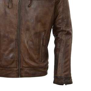 Chaquetas de cuero de motocicleta de moda para hombres con cremalleras de alta calidad y textura suave para la comodidad de todo el día - Product Image 5