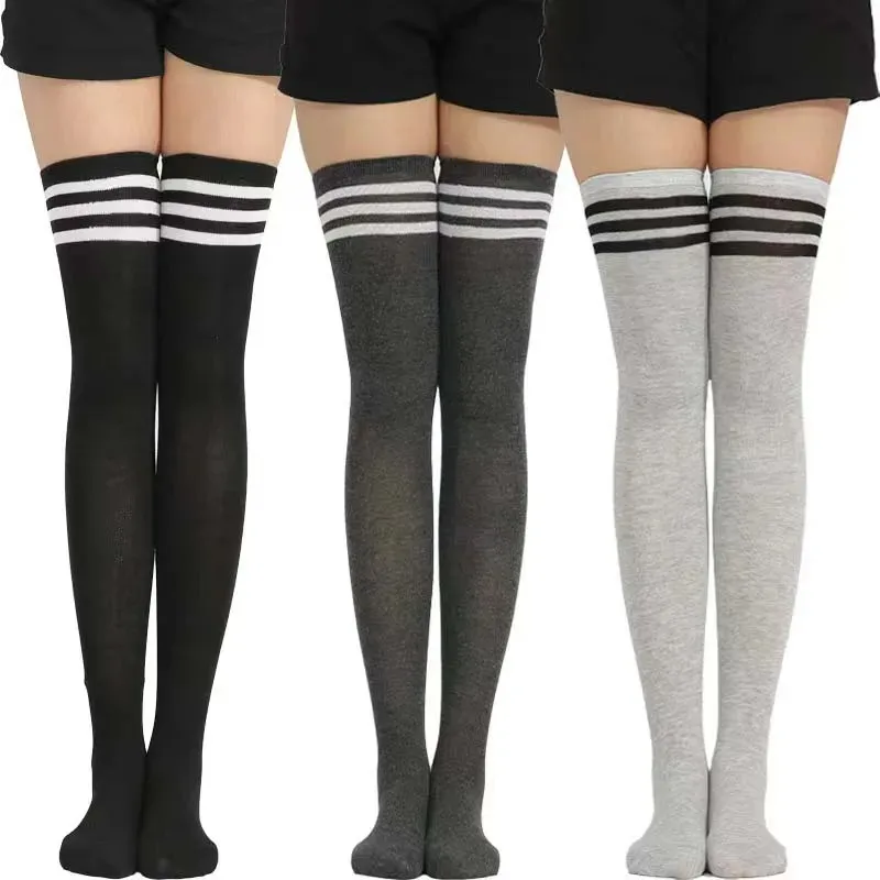 Calze lunghe a righe bianche nere da donna Sexy sopra il ginocchio calze alte sopra il ginocchio calze calze da donna ragazze calde calze a tubo lungo