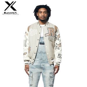 แจ็คเก็ตเบสบอลผู้ชายสุดหรูแบบขายส่ง ผ้าแคนวาส ปักตัวอักษร สไตล์สตรีทแวร์ ปรับแต่งได้ ระบายอากาศดี เหมาะสำหรับฤดูหนาว - Product Image 3