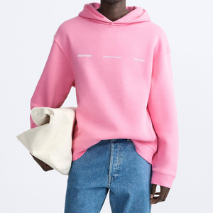 เสื้อฮู้ดดี้ทรงบ็อกซี่โอเวอร์ไซส์สำหรับผู้ชาย ผ้าคอตตอนหนานุ่ม สกรีนโลโก้ตามสั่ง แบบมีซิปและไหล่ตก - Product Image 4