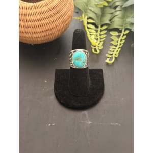 "Navajo Artisan Crafted <b>Statement</b> Turquoise <b>Ring</b> Size 6.75 Fine Jewelry Natural Stone Sterling <b>Silver</b>" - Product Image 1