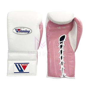 Guantes de Boxeo Profesionales de Piel Auténtica, Color Rosa y Blanco, para Entrenamiento, Equipo de Boxeo Personalizado Winning, Nuevo - Product Image 6
