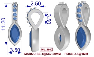 Colgante Romántico en Forma de Marquesa de 11 mm con Zafiro Rosa y Circonita Natural, Plata de Ley con Baño de Oro y Acabado en Rodio, Ideal para Regalo - Product Image 6