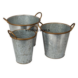 Juego de tres macetas de metal de primera calidad hechas a mano maceta jardín decorativo al por mayor nuevo diseño maceta de metal - Product Image 1