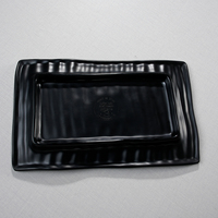 MS487 Vaisselle professionnelle incassable en mélamine Assiettes à dîner en plastique noir japonais personnalisables en forme pour les fêtes