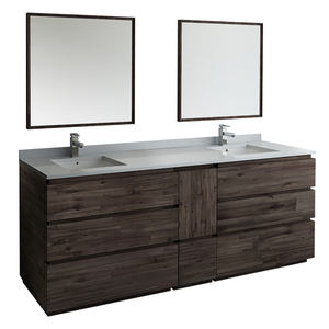 Mueble de Baño de MDF Impermeable con Acabado de Textura de Madera Ecológico Personalizado OEM, Mueble de Baño con Doble Lavabo para Hoteles, Apartamentos y Villas - Product Image 2