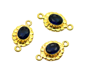 พรีม บญ่า อะนติก ซิลเวอร์ ชุบทอง 18K พลอยแทนซาไนต์ ตัวเชื่อมแบบวงคู่ ขนาด 24x13 มม. NC86 อุปกรณ์ตกแต่งสำหรับทำเครื่องประดับ - Product Image 2