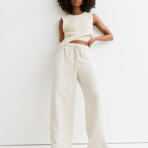 Respirant léger femmes coton lin pantalon lâche longs bas été entraînement Fitness pantalon OEM entretenu - Product Image 4