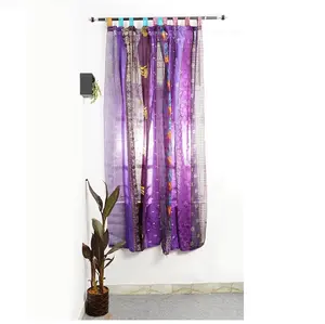 Indian Recycled Silk Curtain Vintage Multi Color Old Silk Sari Fabric Curtains Light French Channel Jacquard Motor Gsm Technics