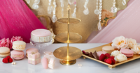Support à gâteau en laiton martelé à trois niveaux avec plaque pour mariages pour gâteaux Desserts Fruits Bonbons Buffet Présentoirs