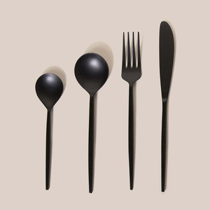El nuevo juego de cubiertos de acero inoxidable negro es ideal para cenas en casa, hoteles, restaurantes, eventos de catering, bodas y fines de regalo - Product Image 1