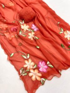 Sari de gasa suave con impresión digital y borde de encaje para mujeres y boutiques de moda a los mejores precios - Product Image 6