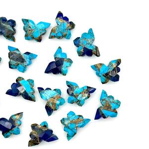 ลูกปัดพลอยโมฮาเว่ คอปเปอร์ เทอร์ควอยซ์ รูปทรงผีเสื้อ เจียระไนเหลี่ยม 14x10 มม. สีฟ้าอ่อน สีน้ำเงินเข้ม สำหรับทำเครื่องประดับ - Product Image 4