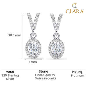 Pendientes Colgantes Ovalados con Baño de Oro de 18K y 14K, Diseño de Halo Plateado, con Símbolo Cristiano y Patrón Geométrico de Diamantes, para Bodas y Fiestas - Product Image 5