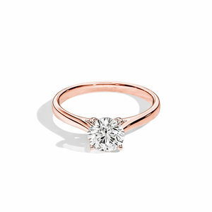 Bague de fiançailles solitaire en diamant de laboratoire rond certifié IGI, or rose/jaune et blanc 9 carats, bague de mariage classique - Product Image 6