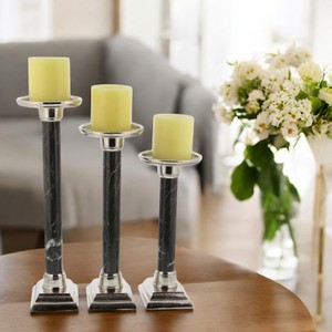 Juego de candelabros modernos y elegantes con base de plata y Piedra Decoración elegante para el hogar para una iluminación y ambiente elegantes - Product Image 4