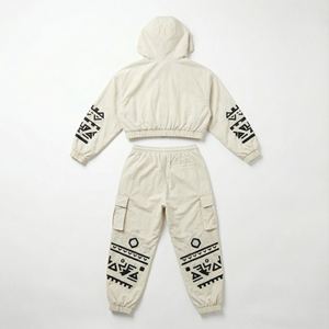 Ensemble survêtement personnalisé pour homme, style punk délavé à l'acide, nylon léger, coupe-vent, deux pièces, pantalon tendance, streetwear, vente en gros - Product Image 2