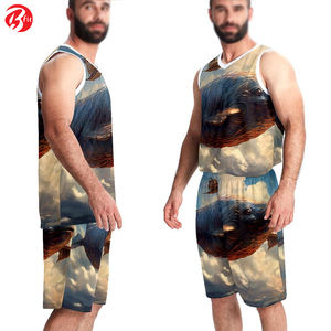 กางเกงขาสั้นบาสเก็ตบอลแขนกุดสำหรับฤดูร้อนชุดเล่นกีฬาพิมพ์ซับลิเมชันผ่านการรับรอง BSCI ขนาดใหญ่พิเศษระบายอากาศได้ดีฤดูร้อน - Product Image 6