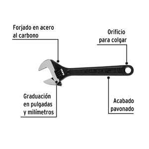 Chiave Regolabile 8 Pollici in Acciaio Legato, Grado Industriale, Ganasce Dentate, Capacità di Torsione 1000 Lb-In, Utensile Manuale Monolaterale di Truper - Product Image 4