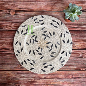 BEST SELLER Luxury Mother of Pearl Inlay Round <b>Placemats</b> <b>Table</b> Centerpieces Decorations OEM Design From Vietnam - Product Image 4