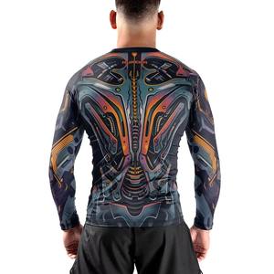 Adult BJJ <b>Rashguard</b> Eco-Friendly Quick Dry Stretch Breathable Compression Top Half Sleeve Spandex/Polyester Custom Logo MMA - Product Image 3