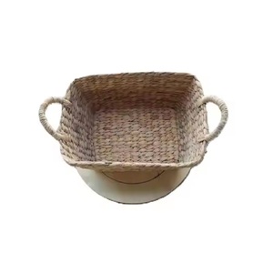 Paniers de rangement rectangulaires en jacinthe d'eau écologiques directs d'usine poignées torsadées multi-tailles boîtes de rangement artisanales bacs - Product Image 4