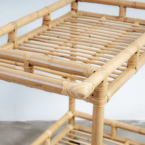 Wholesale Rattan Drinks <b>Trolley</b>, Rattan Rolling Serving Cart Bar Cart Restaurant Bohemian Style Durable - Product Image 2