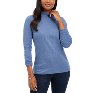 Maglia da donna Karen Scott in cotone con collo alto, taglia XL, blu - Product Image 1