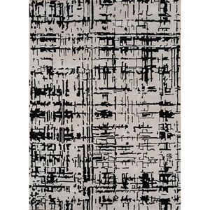 Alfombra Genesis Ivory Hecha a Mano de Lana y Viscosa, Rectangular de 9x12, Diseño Abstracto a Rayas, para Sala de Estar, Hogar y Pasillo -Tnq-266 - Product Image 1