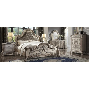 Juego de dormitorio Royal Luxury hecho con marco de madera maciza de caoba con tallado a mano y hecho a mano para uso en dormitorio interior - Product Image 1