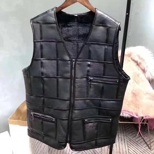 เสื้อโค้ทกันหนาวหนังแท้สำหรับผู้ชาย, แจ็คเก็ตให้ความอบอุ่นตัวแขนกุด - Product Image 4