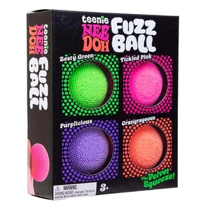 Nuevo Paquete de 4 Juguetes Sensoriales Schylling NeeDoh Teenie Needoh Fuzzball - Juguetes para Apretar - 1.5 Pulgadas de Diámetro - Colores Pueden Variar - Product Image 1