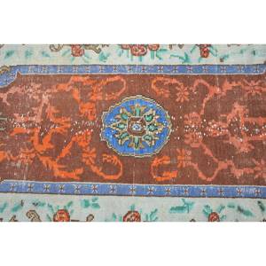 Tapis turc vintage classique marron bleu 3.2x5,2 pieds tapis d'entrée en peluche Patchwork Rectangle couloir motif laine matériel Latex - Product Image 5