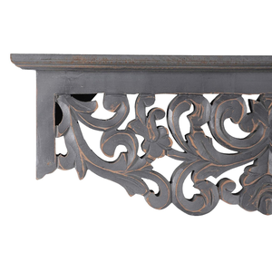 Étagère murale sculptée à la main pour le salon et la salle de séjour, décorations murales, décoration intérieure, accent, pré-assemblée, finition gris délavé - Product Image 4