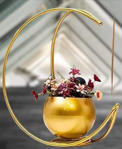 Jarrón de Diseño Geométrico de Metal con Acabado Dorado, Maceta Decorativa para Mesa de Oficina en Casa - Product Image 2