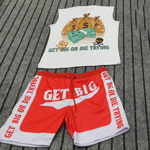 Camiseta sin mangas unisex personalizada, conjunto de dos piezas, camisetas sin mangas de verano, pantalones cortos, chándal, última moda, conjunto de camisas y pantalones cortos para hombre - Product Image 2