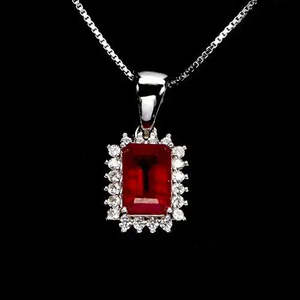 AAA+ Quality 925 Sterling Silver <b>Necklace</b> Octagon <b>Ruby</b> 7x5mm Natural Gemstone Jewelry 18in Cus-Jew110 - Product Image 1