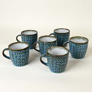 Uranian Blue Mosaic Ceramic Tea <b>Cup</b> <b>Set</b> of 6-for Presents - Product Image 2