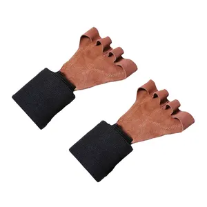 Synthetic Leather Hand Grips Pull Ups Weightlifting Four Finger Long Wrist Gymnastics For Workout The Palm