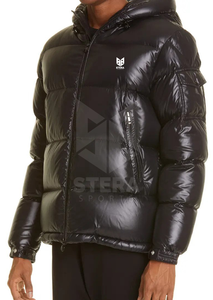 Veste matelassée surdimensionnée pour hommes de haute qualité avec logo personnalisé Manteau bulle noir d'hiver à col montant - Product Image 3