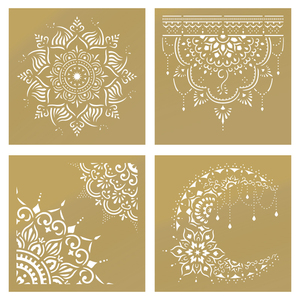 Pochoir réutilisable pour henné, motif floral mandala, pour artisanat DIY - Product Image 1