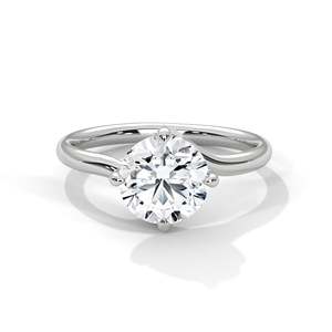 Bague de fiançailles solitaire ronde en diamant, or blanc, jaune et rose 10K, 14K, 18K - Product Image 3